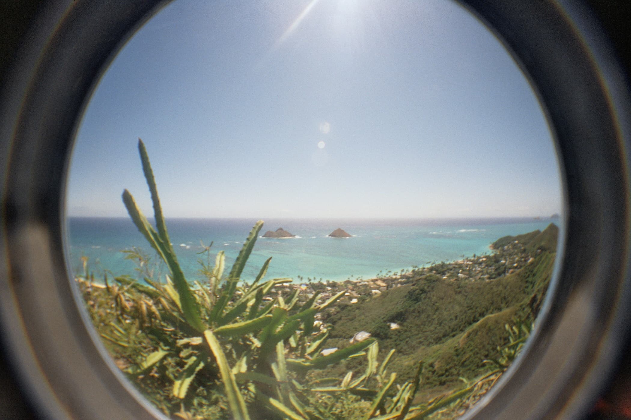 View over Lanikai from the pillbox trail, Oahu, Hawaii
