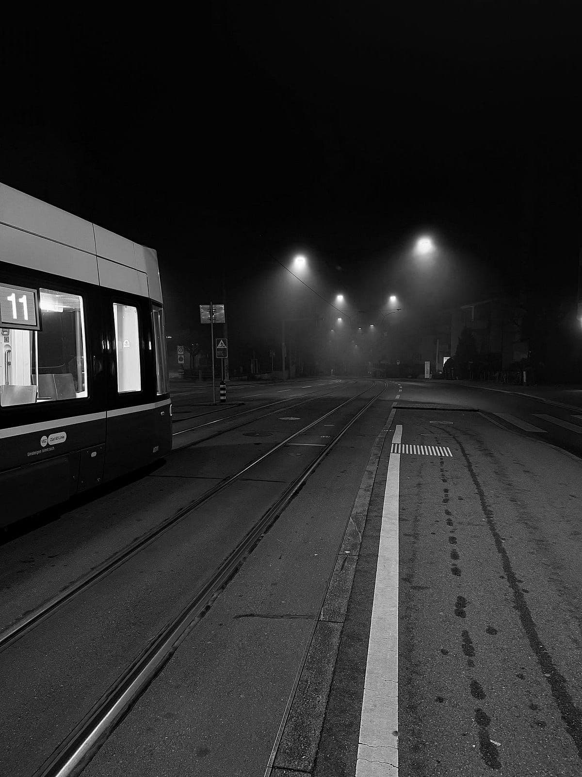 6 a.m. tram to Zurich Airport. Temperature: -2°C