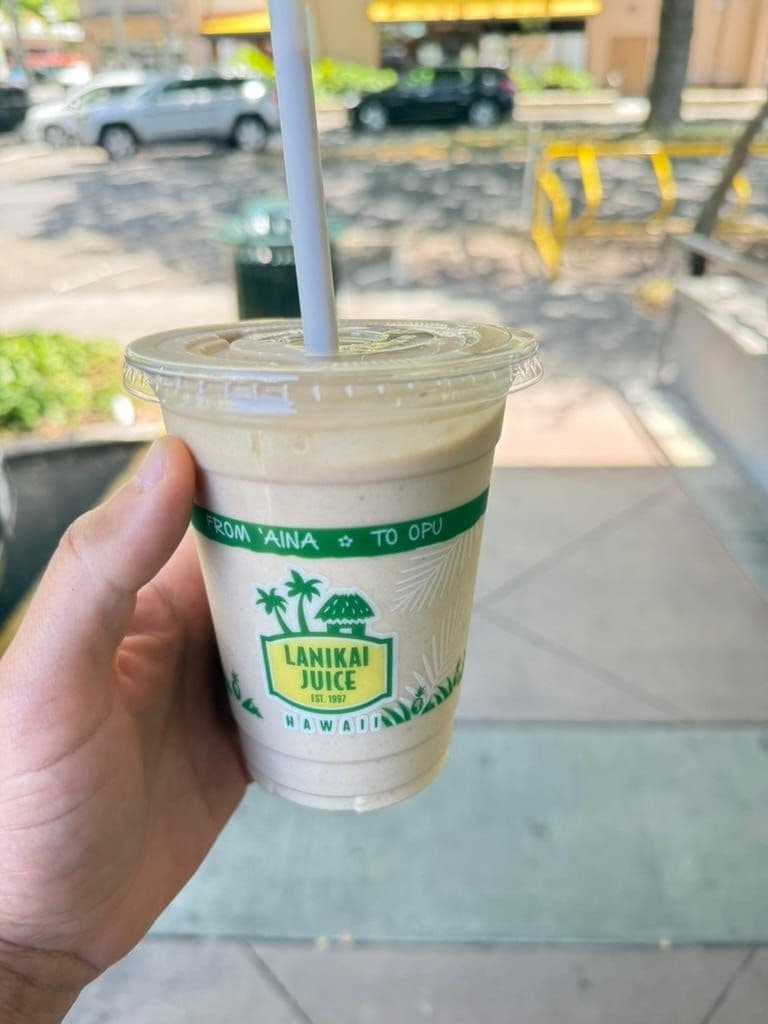 Bean about Town. Tradition Coffee. Penut butter Smoothie from Lanikai Juce.